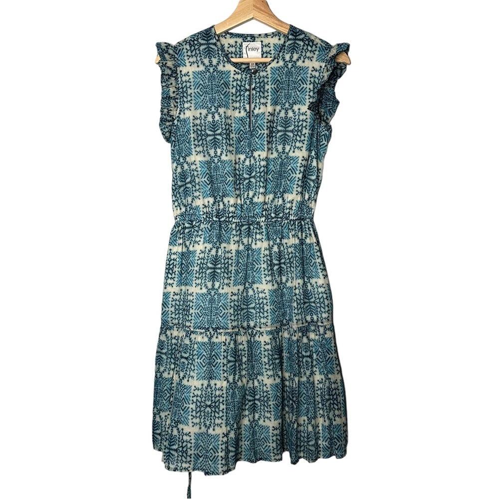 Finley Caroline Sleeveless Geo-Print Ruffle Mini Dress - Picture 8 of 9